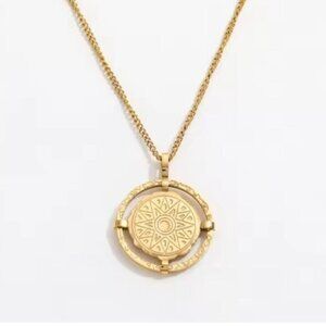 Gold Sun Dial Necklace Layering Pendant for Summer Pretty Necklace Waterproof